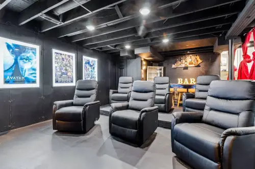 After spending a day outside, relax in this exclusive private theater just for you and your family/ friends to enjoy movies while sipping on some drinks and munching popcorns73